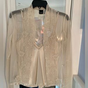 Gorgeous sheer sparkly top for romantic moments. Soft white. Sold with silk cami